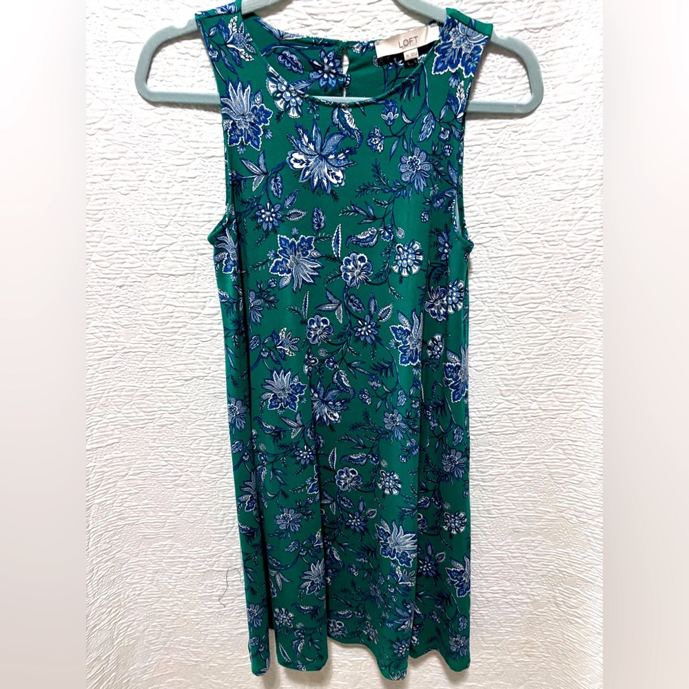 LOFT womens green and blue dress with open back